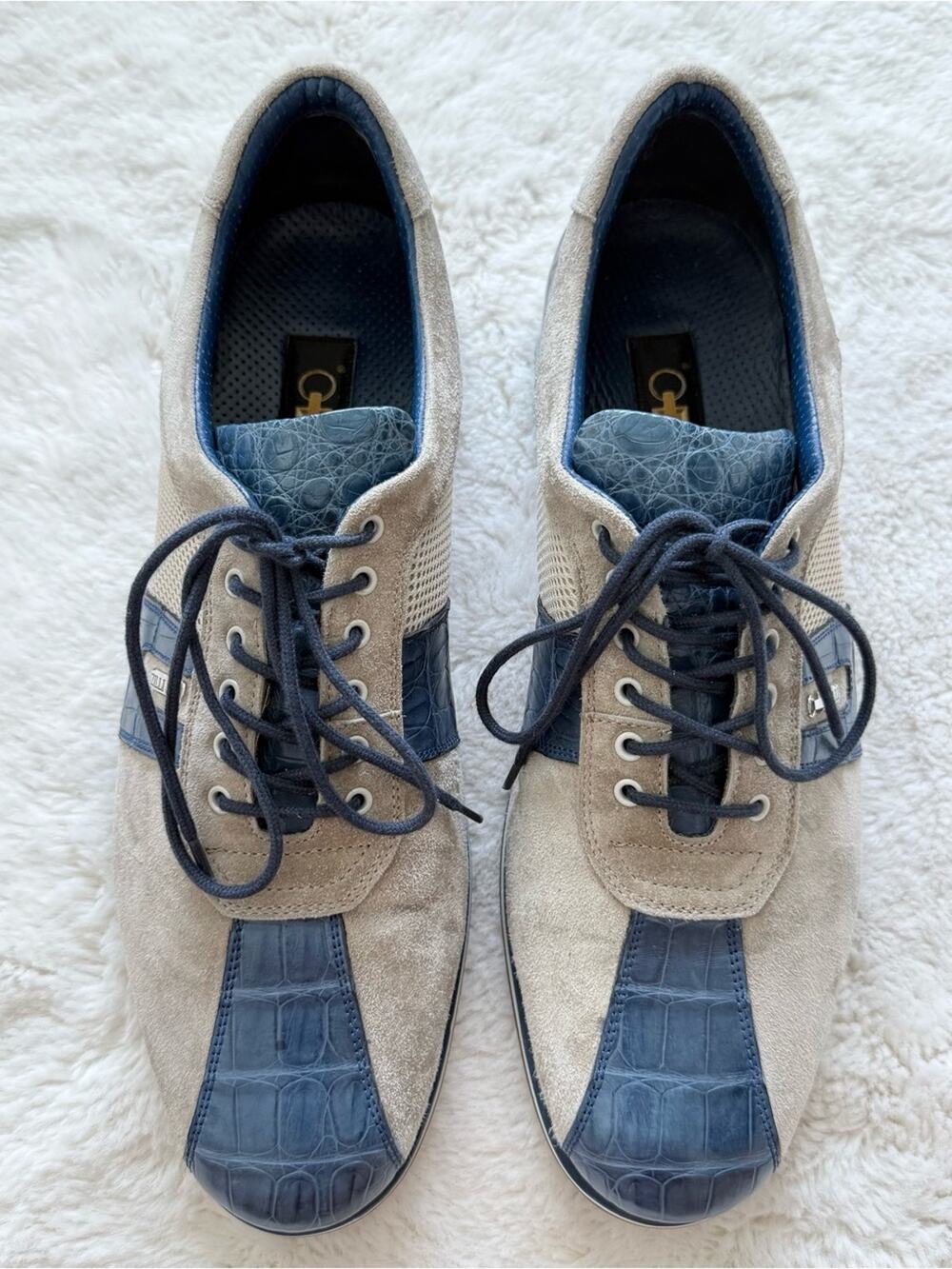 Zilli men oxford shoes exotic skin suede/alligator leather size 9.5US Authentic
